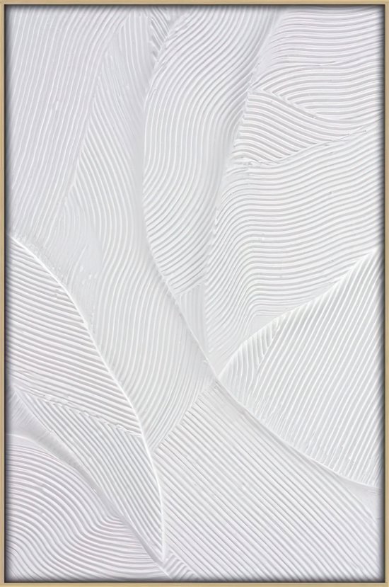 Ter Halle - Schilderij - 3D Art - Witte Abstracte Golven - 80x120cm