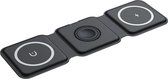 DrPhone PowerMag – Chargeur magnétique sans fil 3 en 1 – Pliable – Convient aux téléphones iOS avec Ring magnétique / montre iOS et Bouchons d'oreilles iOS - Zwart