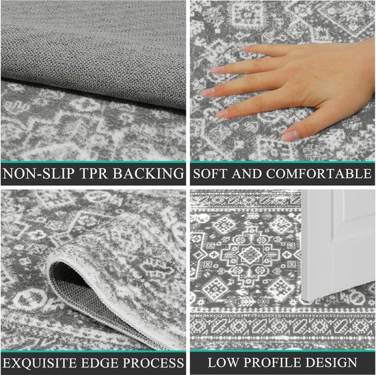 BT Carpet Laagpolig Vloerkleede Loper Bouclé - 67x150cm - Grijs BT Carpet Laagpolig Vloerkleede Loper Bouclé - 67x150cm - Grijs