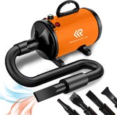 Professionele Hondenfohn - 3800W - Oranje - Verstelbaar Vermogen - Waterblazer voor Honden - Hondenfohn met 4 Opzetstukken - Stil Design met geluidsdemper
