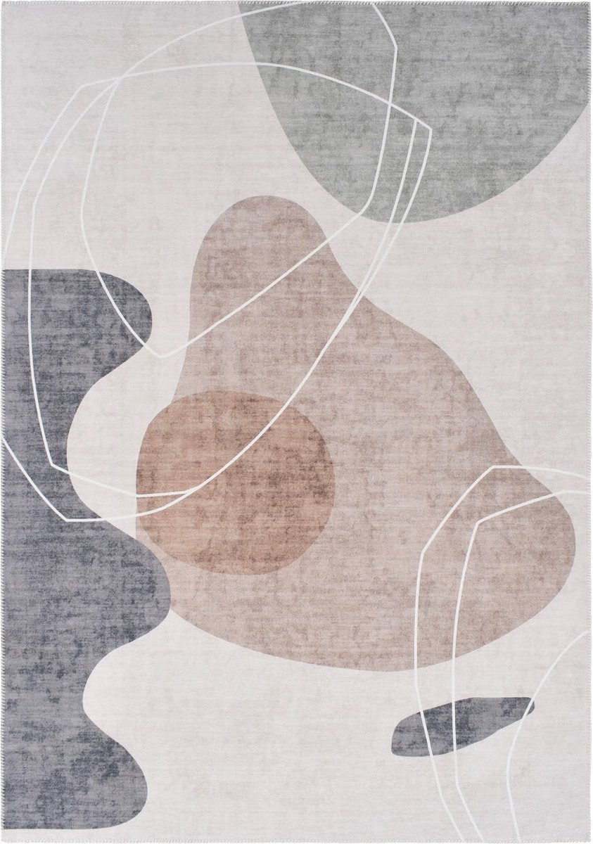 Vercai Rugs Fenix Collectie - Laagpolig Vloerkleed - Modern Tapijt met Vintage Ontwerp - Chenille beige, foto 2