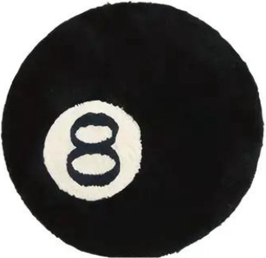 Theez Rugs Exclusieve 8 Ball Tapijt - 65 cm Wit & Zwart Hypebeast Tapijt - Stoere Tapijten en Esthetische Tapijten voor Slaapkamer & Woonkamer