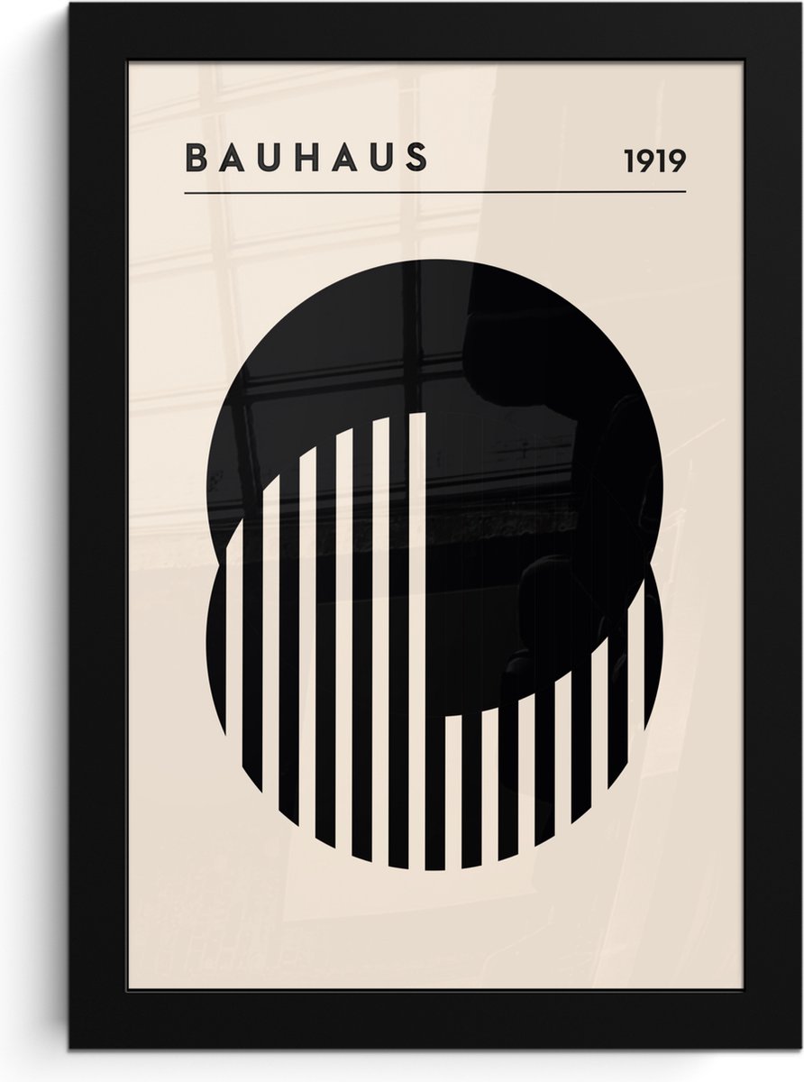 FrameYourWall Poster in lijst - Fotolijst 20x30 cm - Posters - Bauhaus - Retro - Zwart - Wit - Abstract - Posterlijst zwart - Decoratie - Wanddecoratie woonkamer - Muurdecoratie slaapkamer