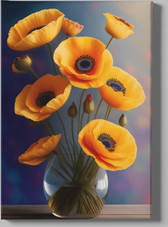 Peinture sur toile Fleurs - Fleurs jaunes - Art murale - 60x40x2 cm