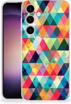 Backcase TPU Siliconen Hoesje Geschikt voor Samsung Galaxy S24 Smartphone hoesje Geruit
