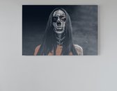 Canvas Schilderij - Vrouw portret - Tatoeage - Wanddecoratie - 90x60x2 cm
