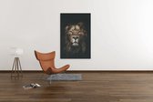 Canvas Schilderij -Dieren - Leeuw portret - Bruin - 60x40x2 cm