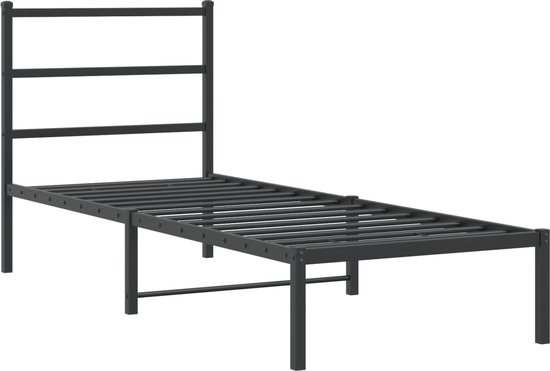 vidaXL-Bedframe-met-hoofdbord-metaal-zwart-100x200-cm