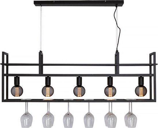 Freelight - Hanglamp Barista 5 lichts met rek L 120 cm zwart