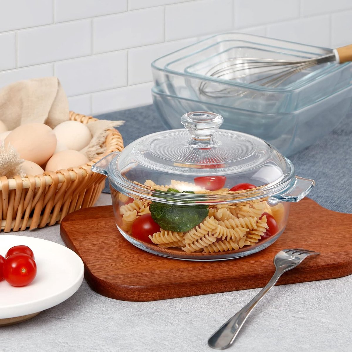 Mini 1 Liter Ronde Glazen Braadpan Met Deksel, Glazen Braadpan Met Deksel Glazen Braadpan Met Deksel En Handgrepen Hittebestendige Glazen Braadpan