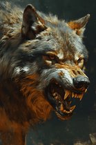 Boze Wolf Poster - Wolven - Dieren - posters - formaat 60x90cm - Wanddecoratie - 1736MT