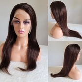Frazimashop- Braziliaanse Remy Dames golf pruiken -24 inch 60cm- lichtbruine #4- 100 % human hair body wave wigs - 13x4 lace front wig