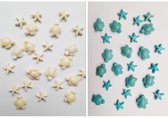 Kralen - steen - schildpad - zeester - 48 stuks - wit - turquiose - aqua - blauw - Ibiza stijl - armband - sieraden maken