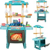 Playos® - Plastic Speelkeukentje - Blauw - Inclusief Accessoires - 49 x 70 x 30 cm - Kinderkeuken - Speelgoed Keukentje - Rollenspel Speelgoed - Educatief - Speelkeuken
