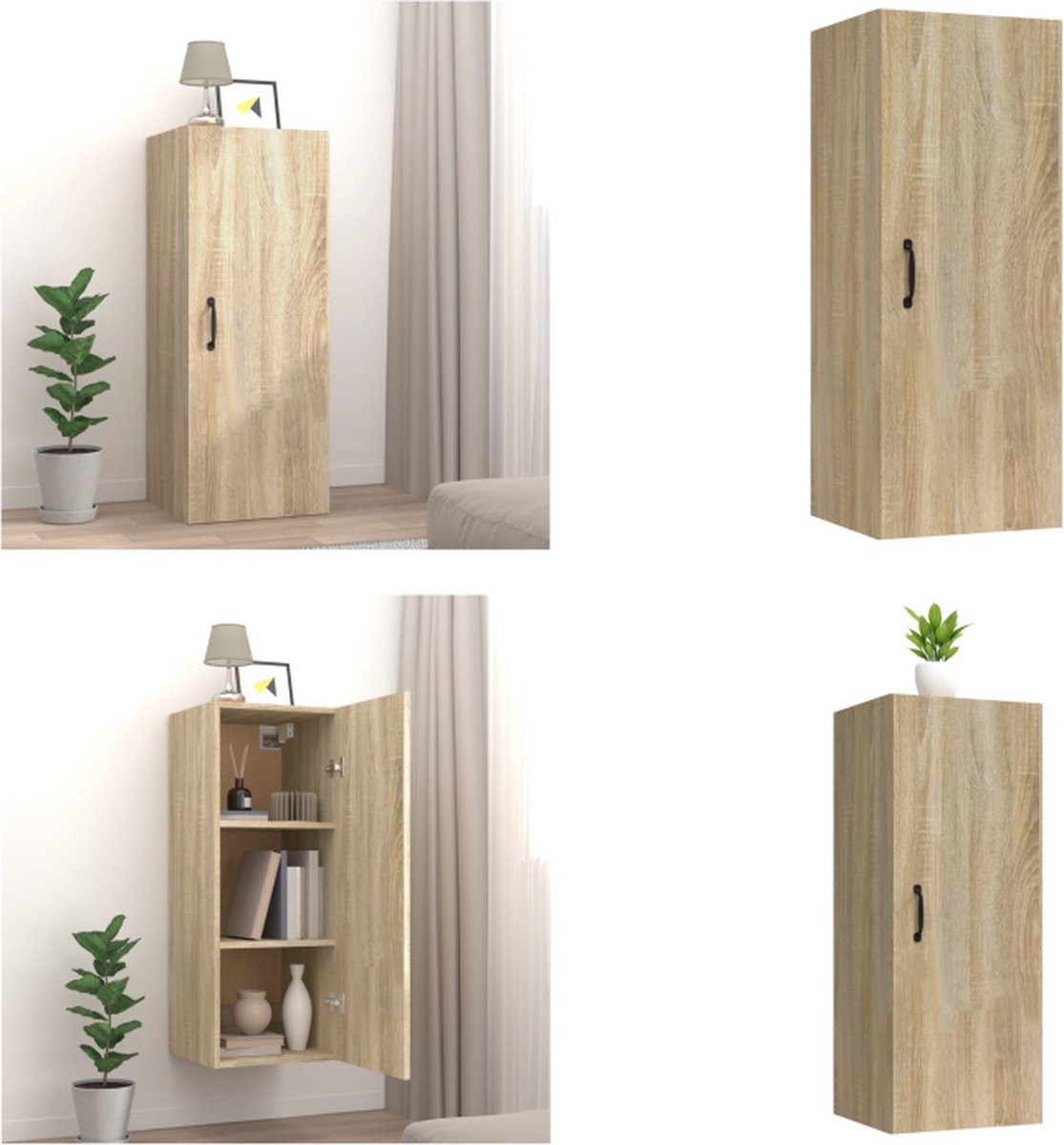 Wandkast 69,5x34x90 cm bewerkt hout gerookt eikenkleurig kopen