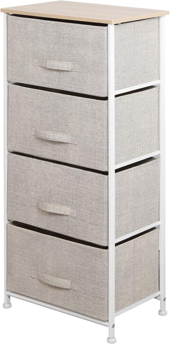 KKTONER Stoffen Ladekast Ladekast Met 2 Lades Opvouwbaar Decoratieve Stoffen Kast Nachtkastje Grijs