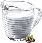 Pot à lait en verre, pot à lait avec anse, pot à crème, pichet à sauce, petit pot en verre pour lait, crème, sauce, café, facile à nettoyer, transparent (200 ml, bandes)