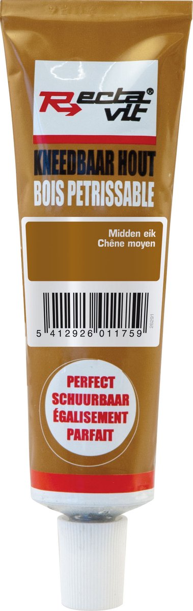 Rectavit Kneedbaar Hout - Reparatiepasta - Overschilderbaar - Tube 50 ml - Midden Eik - Prijs per stuk