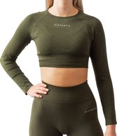 Fittastic Sportswear - Groene long sleeve sporttop dames - Long sleeve dames Groen - Long sleeve met duimgat - Sportshirt met lange mouwen - Maat S - Sweat-proof long sleeve - Long sleeve gymwear - Yoga shirt - Running shirt - Dames - S - Groen