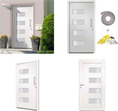 vidaXL Voordeur 100x200 cm aluminium en PVC wit - Toegangsdeur - Toegangsdeuren - Ingangsdeur - Ingangsdeuren