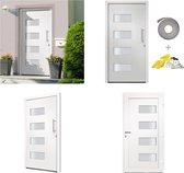 vidaXL Voordeur 100x210 cm aluminium en PVC wit - Toegangsdeur - Toegangsdeuren - Ingangsdeur - Ingangsdeuren