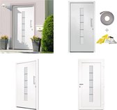 vidaXL Voordeur 100x210 cm aluminium en PVC wit - Toegangsdeur - Toegangsdeuren - Ingangsdeur - Ingangsdeuren