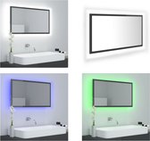 vidaXL Badkamerspiegel LED 80x8-5x37 cm acryl hoogglans grijs - Spiegel - Spiegels - Badkamerspiegel - Badkamerspiegels