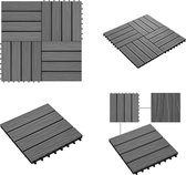 vidaXL Terrastegels diep reliëf 30x30 cm 1 m² HKC grijs 11 st - Terrastegel - Terrastegels - Terras Tegel - Terras Tegels