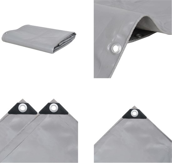 The Living Store Bâche Grijs 2 x 3 m - Toile de haute qualité - Résistante à Water et aux déchirures - Résistante aux UV - Résistante à la température - Avec œillets métalliques