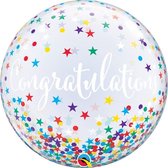 Ballon aluminium - Félicitations - Etoiles - Bubble - 56cm - Sans remplissage