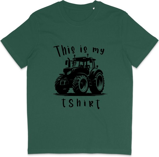 Grappig T Shirt Heren en Dames - This Is My Tractor T Shirt - Groen - L