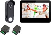 Doorsafe 4601 - Sonnette caméra HD vidéo sans fil - sonnette sur batterie amovible ou alimentation - écran couleur 7 pouces - détecteur de mouvement PIR - avec module de déverrouillage sans fil