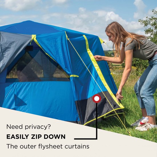 Coleman OctaGo tent - tent 3 persoons - festival tent - Blauw/lime van Coleman — afbeelding 4