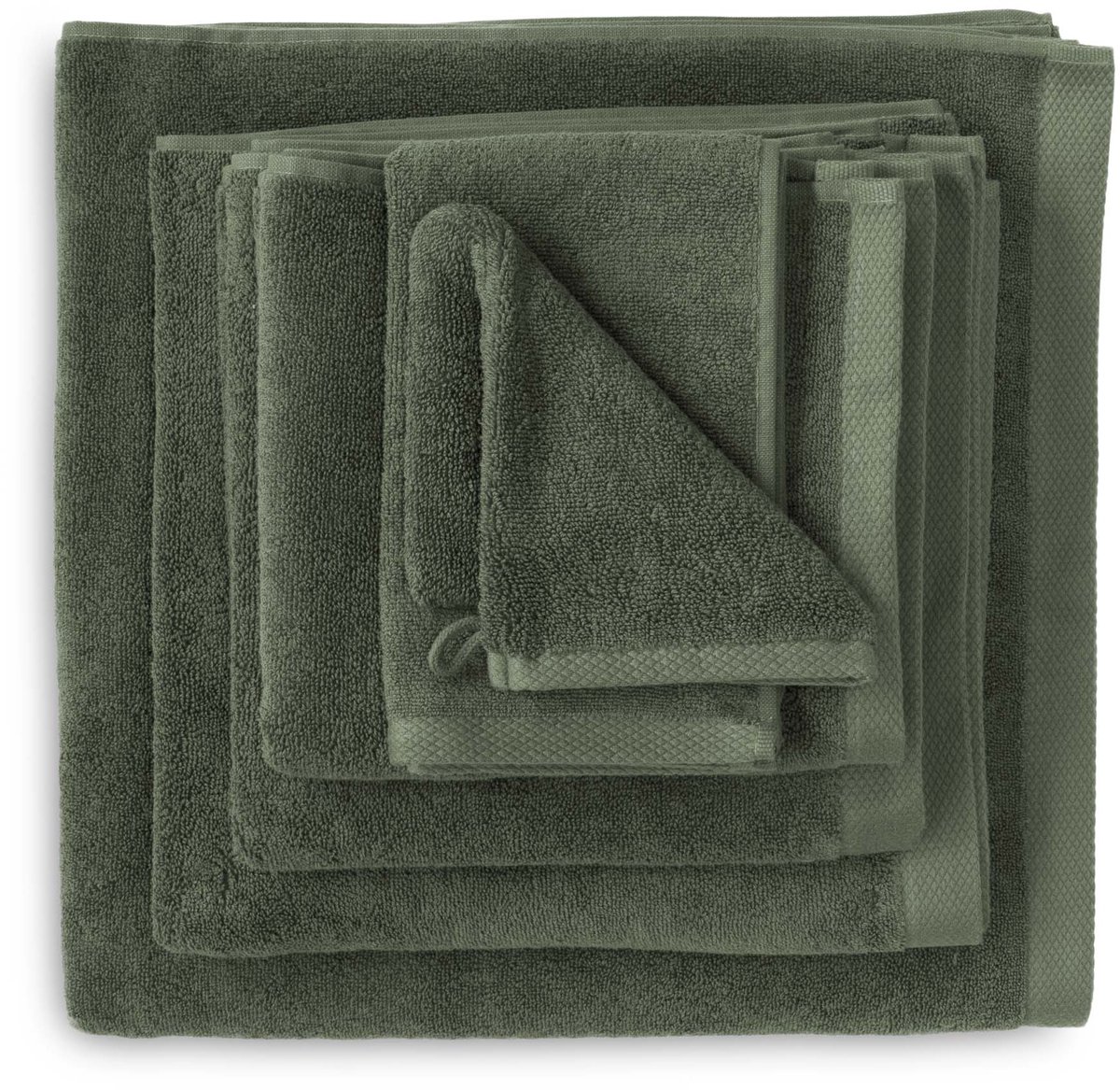 Heckett & Lane 3 stuks Premium Washand 16 x 21 cm Army Green