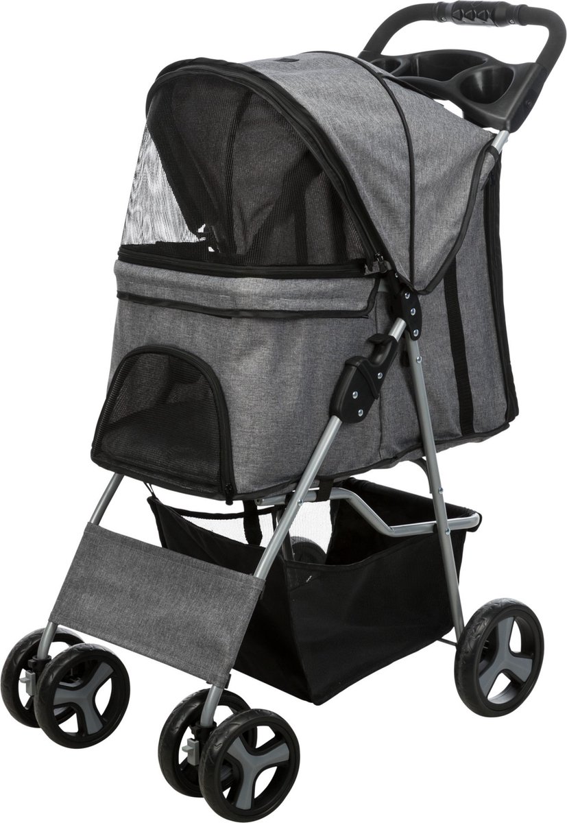TRIXIE Huisdieren wandelwagen inklapbaar grijs | Dierenmand