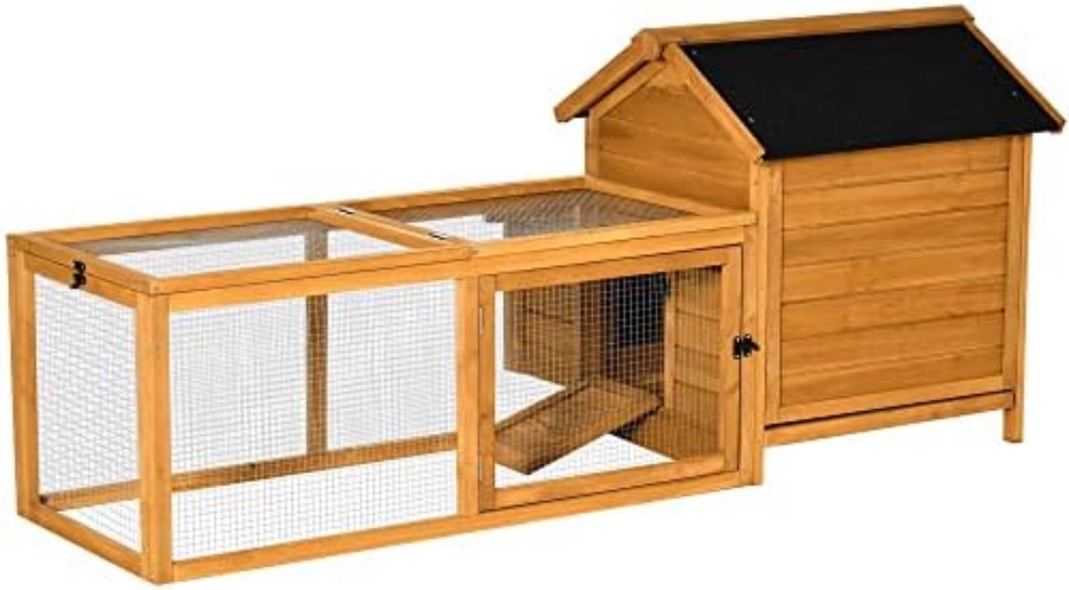 Bol.com Kippenhok met uitloopren - Kippenhok voor buiten - Kippenren voor buiten - Kippenhok met buitenverblijf - 180 x 90.2 x 7... aanbieding