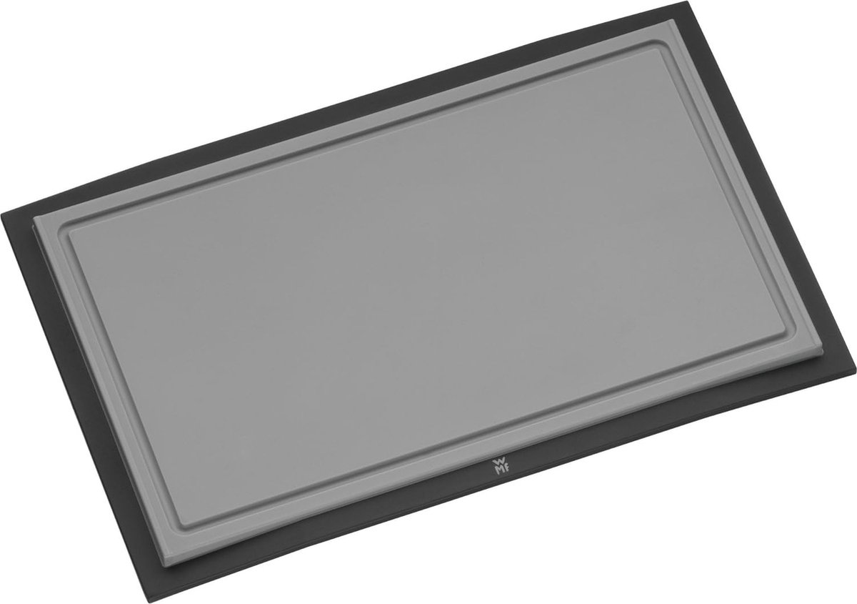 snijplank, trancheerplank, zwart, 32 x 20 cm, rechthoekig, van kunststof, sapgroeven, vaatwasmachinebestendig, eenvoudige reiniging & keukenschaar, Touch zwart, roestvrij staal