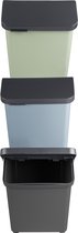 Sunware Sigma home Prullenbak Afvalscheiding - Afvalbak afvalscheiding - Afvalscheidingprullenbakken - Set van 3 - 60L - Met deksel - Antraciet Blauw Groen - Met GRATIS stickervel