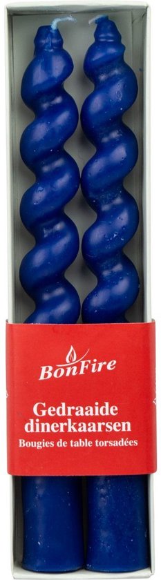 Bonfire - gedraaide dinerkaarsen - kaarsen - twist - Blauw