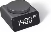 Xoopar - REDDI ALARM- Antraciet Zwart - Digitale Klok - Duurzame wekker - Bluetooth alarmklok - USB-C poorten - Gerecycled aluminium wekker