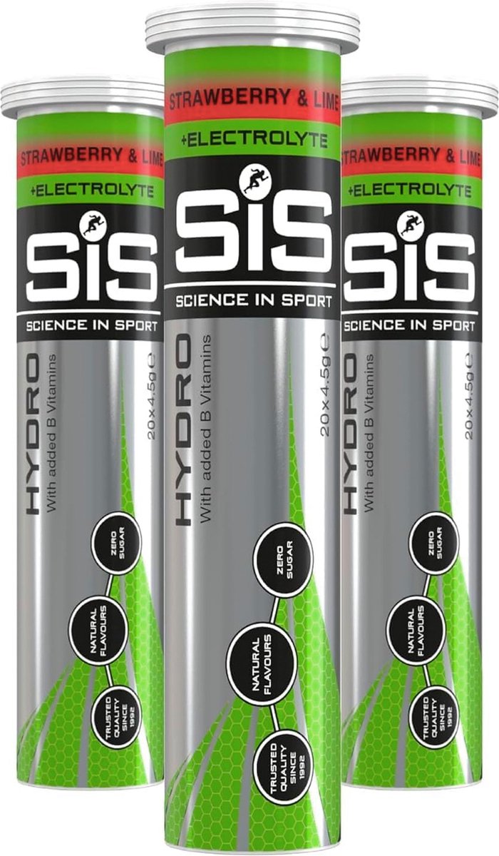 Science in Sport - SIS Go Hydro Bruistabletten - 300mg Elektrolyten - Strawberry & Lime Smaak - 3 x 20 Tabletten van Science in Sport — afbeelding 2