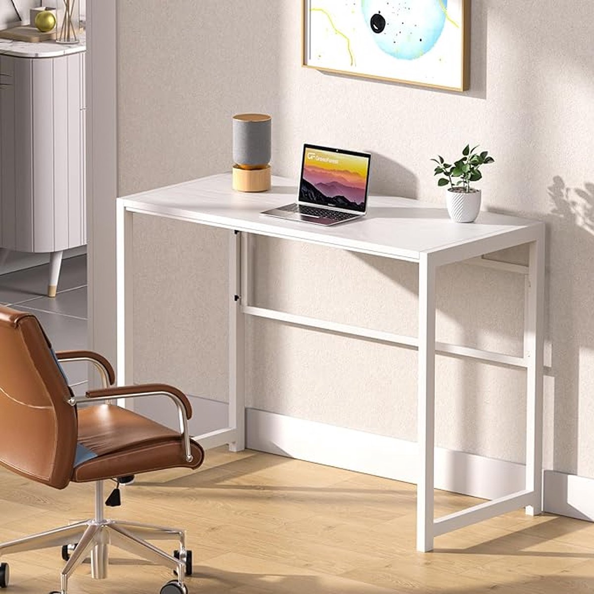 Bureau, Computertafel, Pc-Tafel, Met 2 Planken Aan De Rechter- Of