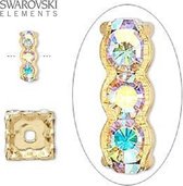 Swarovski Elements, 12 pièces de perles intercalaires carrées en strass Swarovski , 4x4mm, or avec chatons en cristal AB