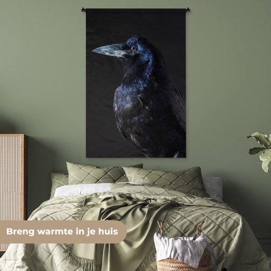 Wandkleed - Wanddoek - Vogel - Dieren - Zwart - 90x135 cm - Wandtapijt