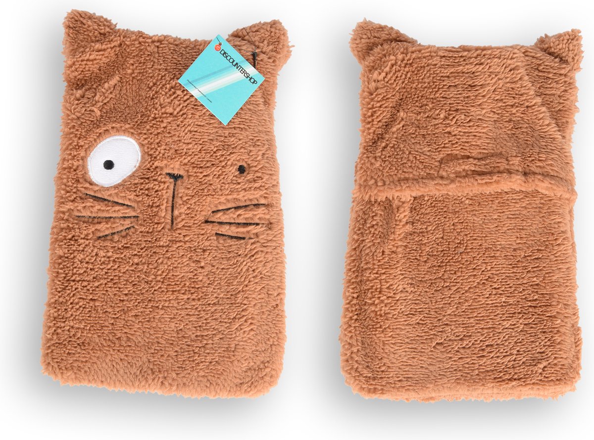 Goedkoopste Discountershop Warmwaterkruik met Zachte Kattenhoes voor Baby's - Camel - 0.85L - 29x2x29 cm - Polyester & Natuurlijk Rubber - Gezondheid en Comfort