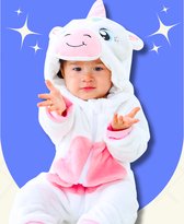 BoefieBoef Baby Onesie Animal Lapin Blanc S - Combinaison Pyama pour Enfant - Combinaison Bébé - Barboteuse Bébé - Peignoir Bébé - Déguisement Enfant - Carnaval - Costume Animal - Costume Bébé - Barboteuse Bébé - Bébé Kigurumi - 6-18 mois
