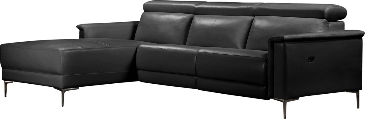 Lund-ChaiseLongue - 1 Elec. Relax - Zwart PU