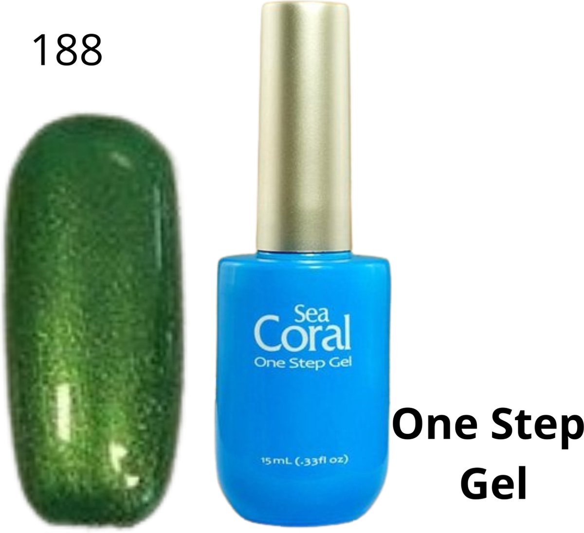SeaCoral One Step No Wipe Gellak, Gel Nagellak, GelPolish, zónder kleeflaag, UV en LED, kleur 188