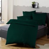 Beddengoed 155 x 220 cm, vert, parure de lit en microfibre, infroissable et infroissable, 1 dekbedovertrek + 1 taie d'oreiller de 80 x 80 cm, avec fermeture éclair