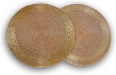 Gouden Ronde Placemats - Set van 2 - Luxe Tafeldecoratie - Oranje Achterkant - 30.5 cm Diameter - Polyester - Koken & Tafelen